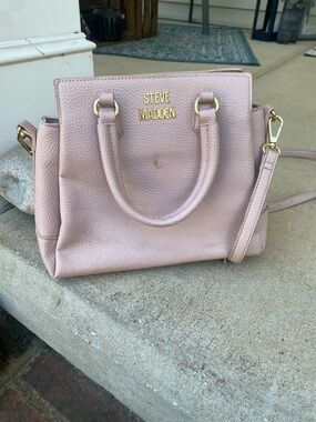 Steve Madden Blush Pink Pebbled Satchel with Gold Hardware